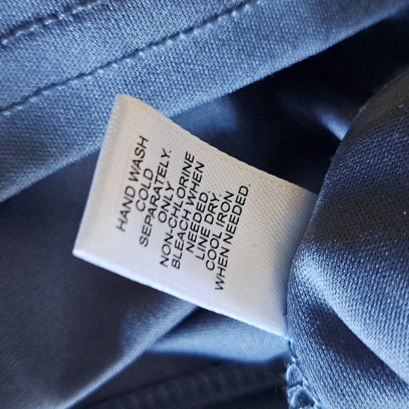 Cato Slate Blue Bell Sleeve Lace Overlay Lined Blouse Sz Medium EUC Bg1090 - Picture 14 of 14